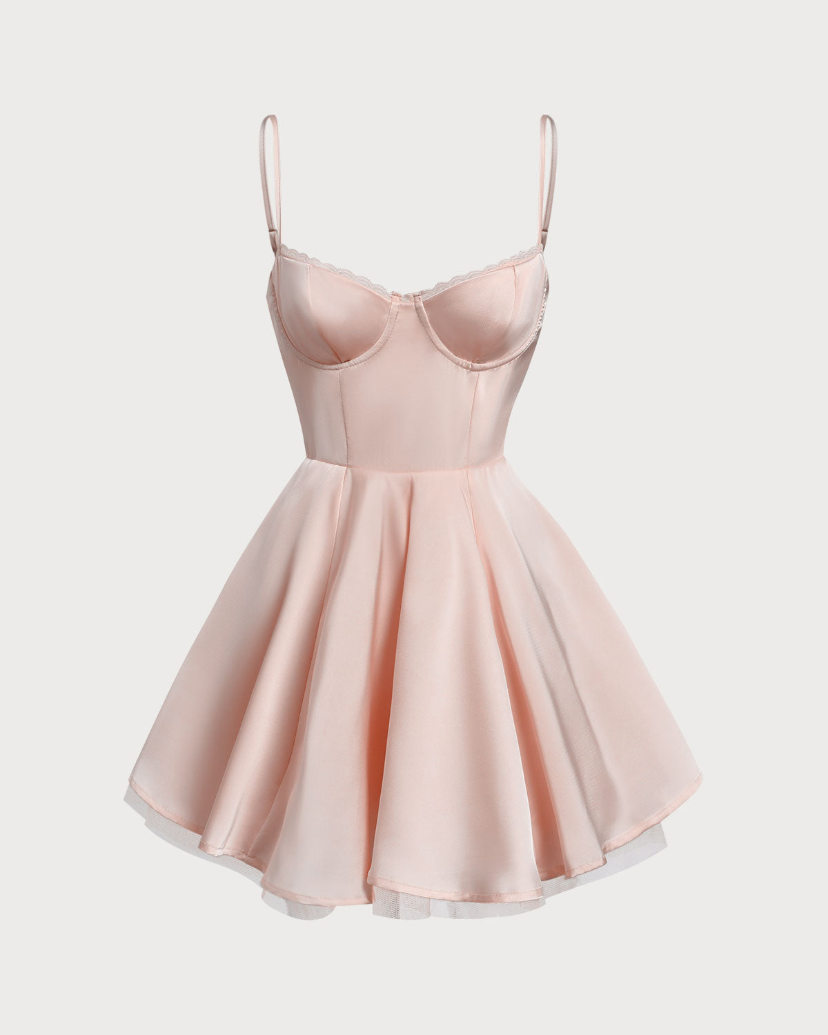 Pembe Kalp Yaka Slip Pileli Mini Elbise