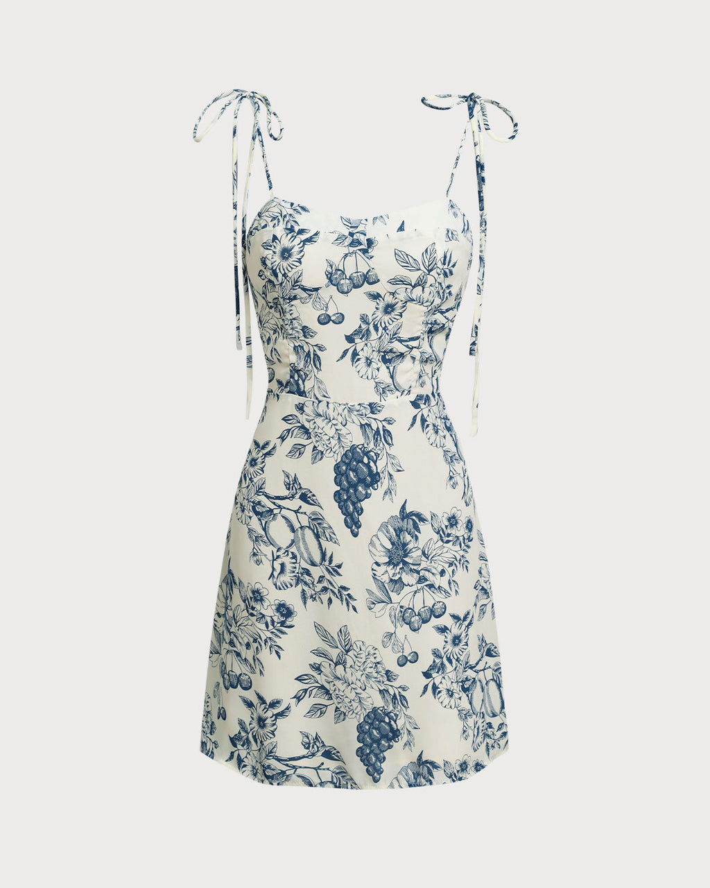 Mavi Çiçekli Slip Mini Elbise
