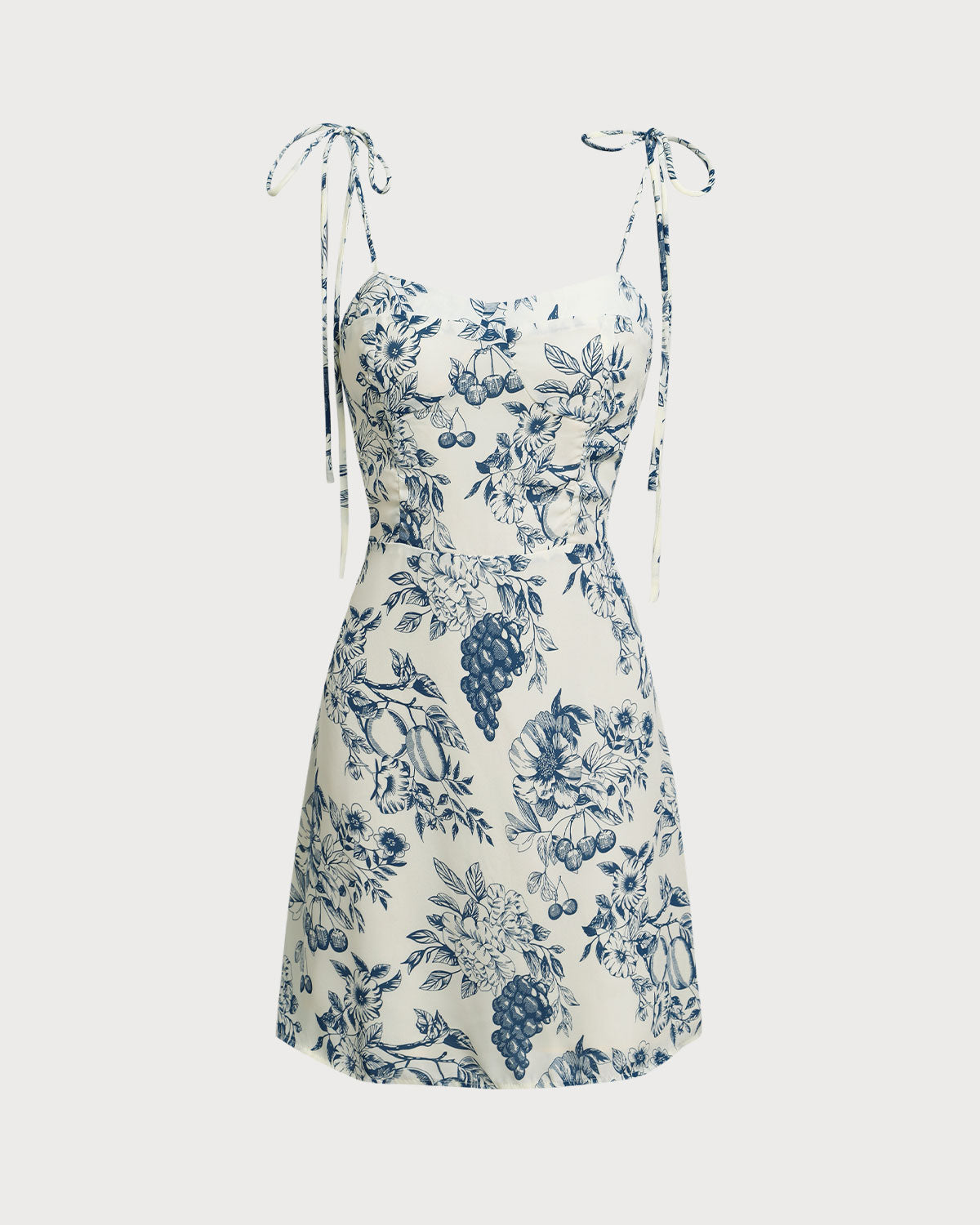 Mavi Çiçekli Slip Mini Elbise