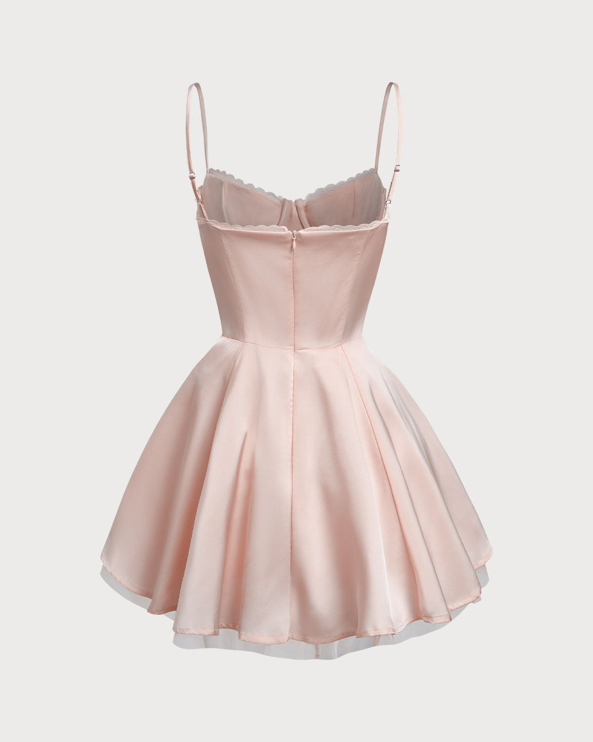 Pembe Kalp Yaka Slip Pileli Mini Elbise