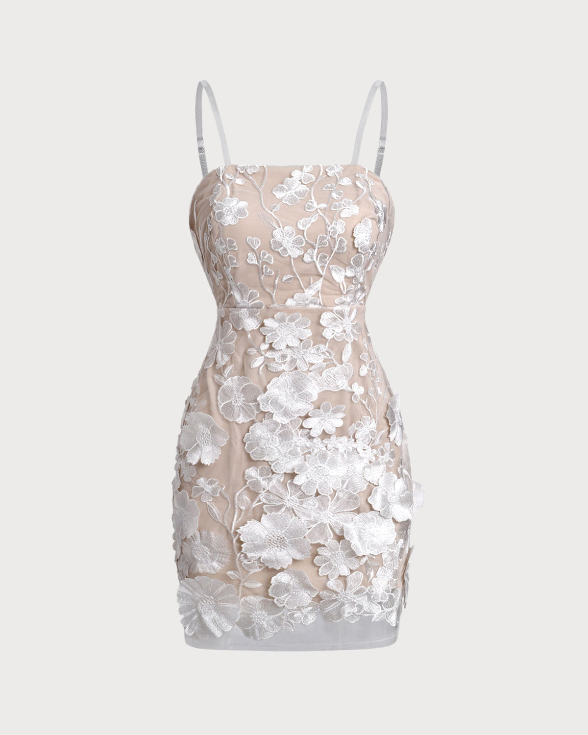 Beyaz Çiçekli Slip Mini Elbise
