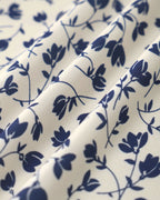 Mavi Çiçekli Yüksek Bel Anvelop Mini Etek