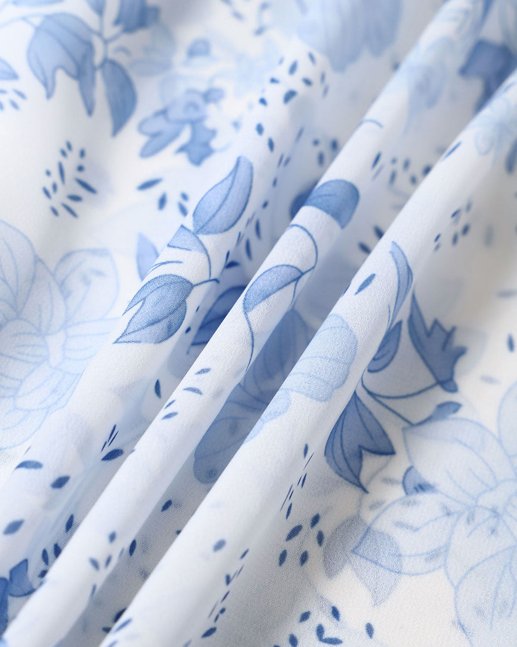 Mavi Çiçekli Kloş Midi Etek