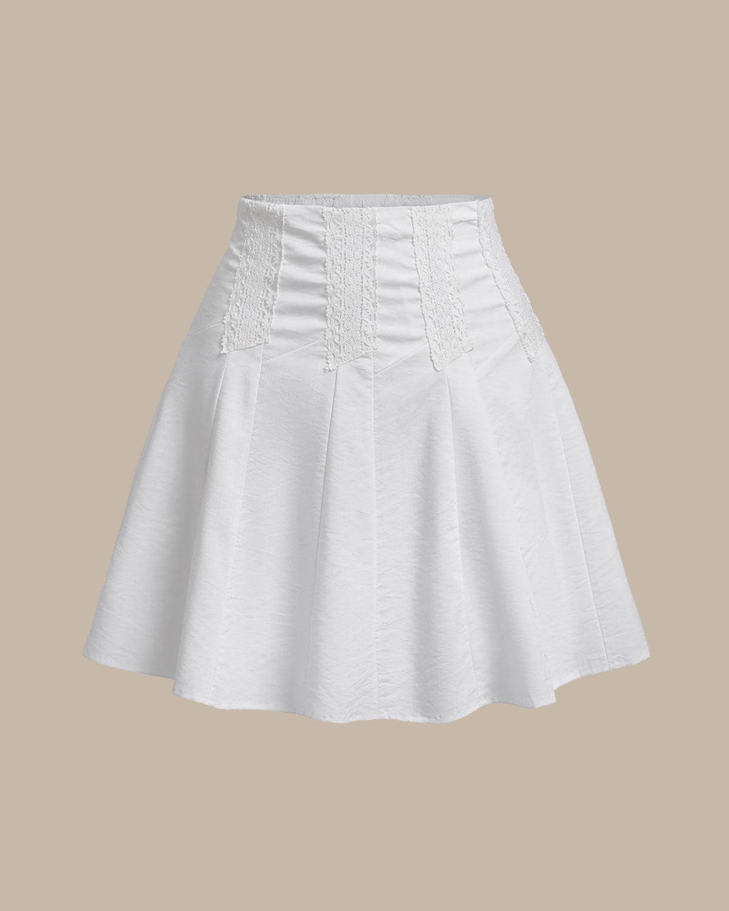 Beyaz Yüksek Bel A Kesim Mini Etek