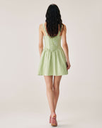 Yeşil Ekose Slip Mini Elbise
