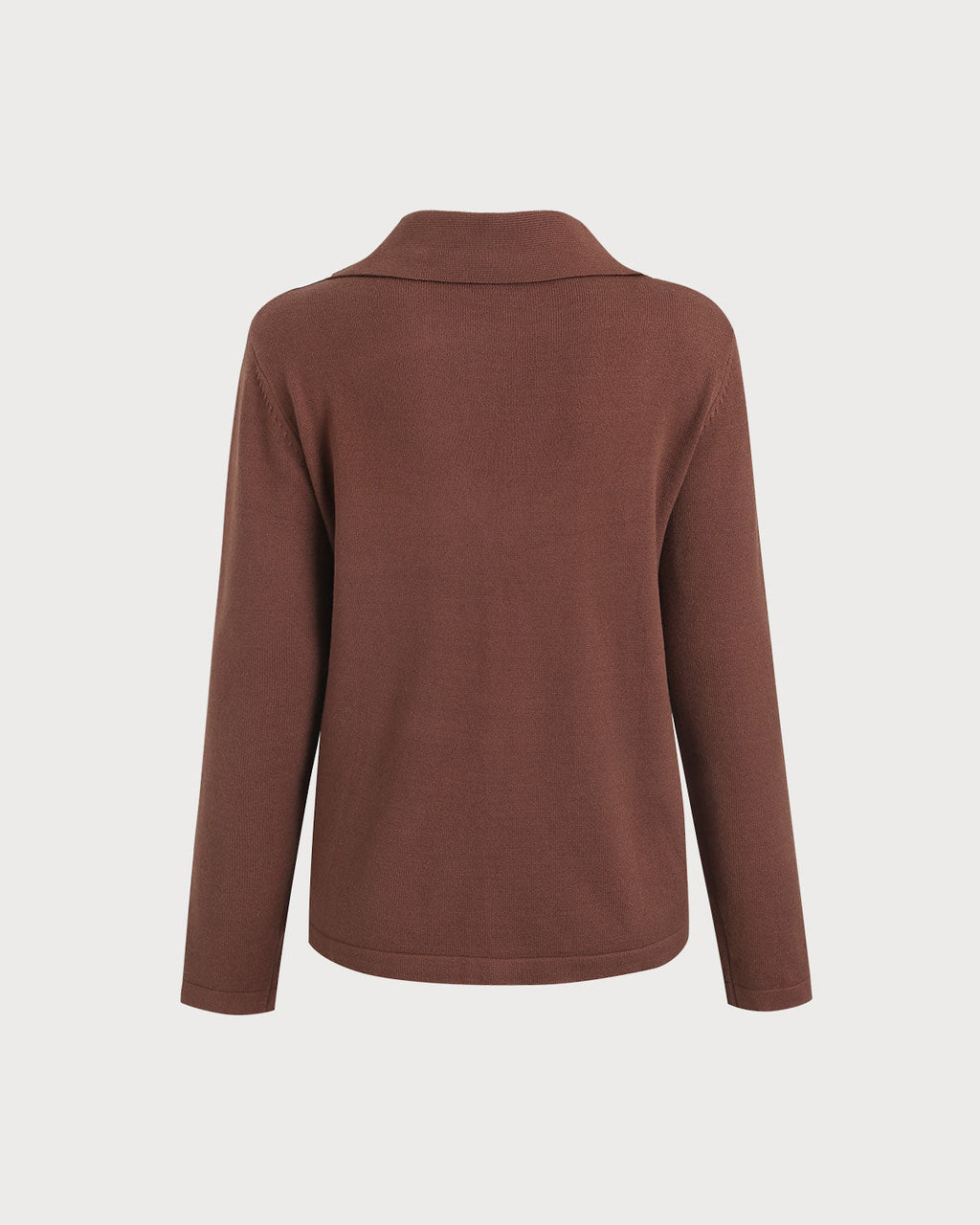 Kahverengi Yakalı Örgü Tişört