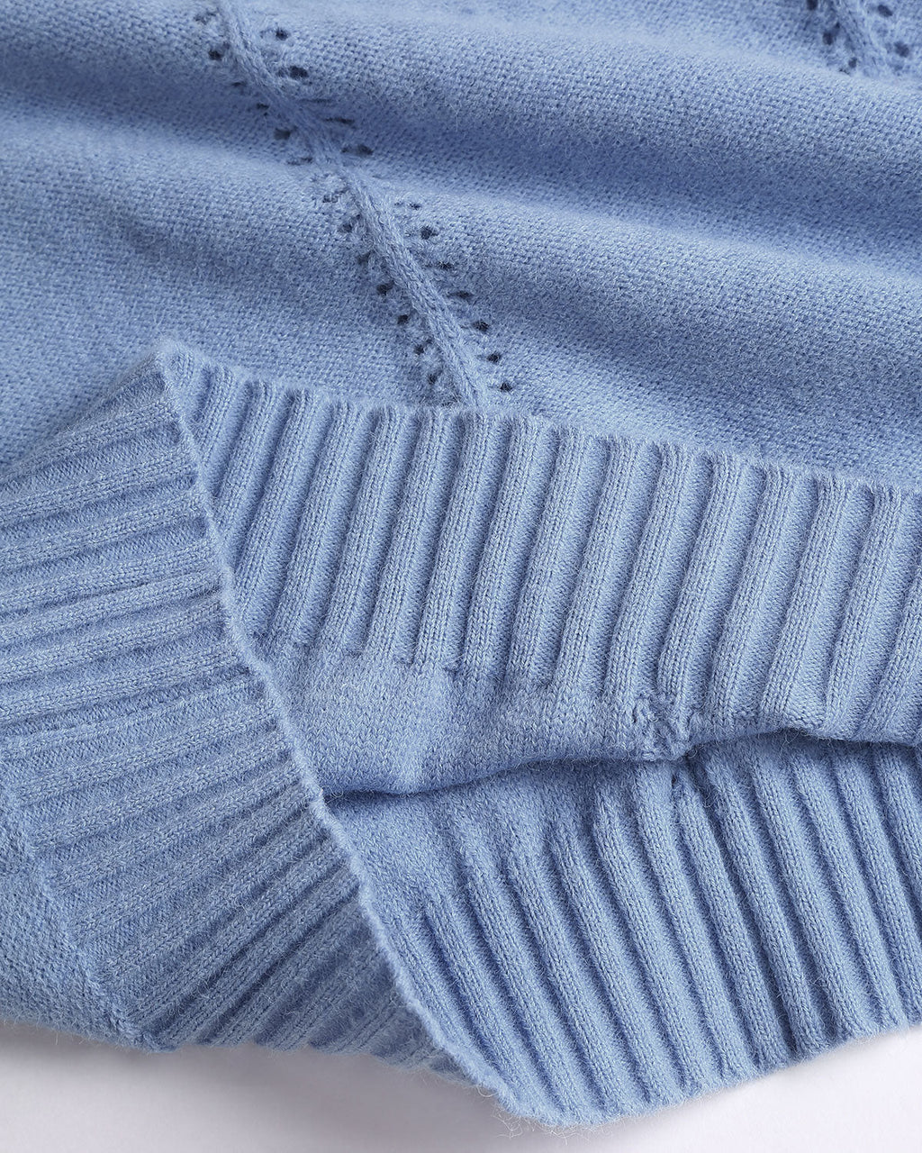 Mavi Yuvarlak Yakalı Bol Kazak