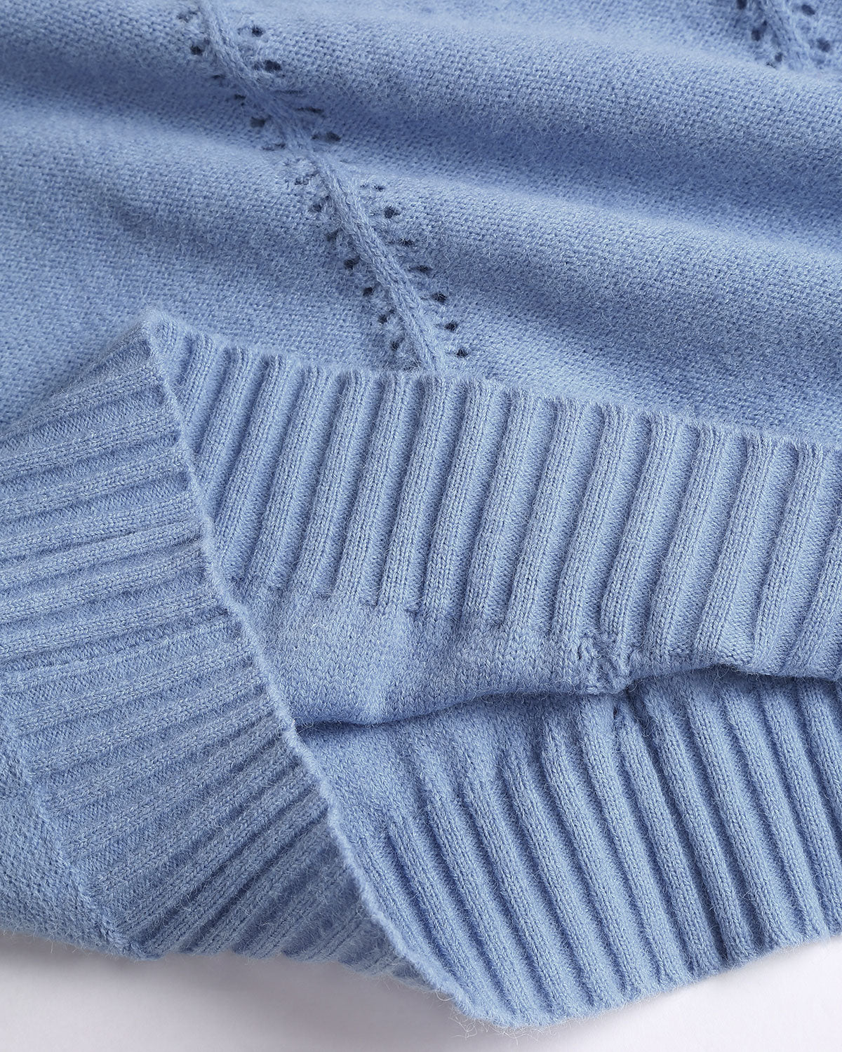 Mavi Yuvarlak Yakalı Bol Kazak