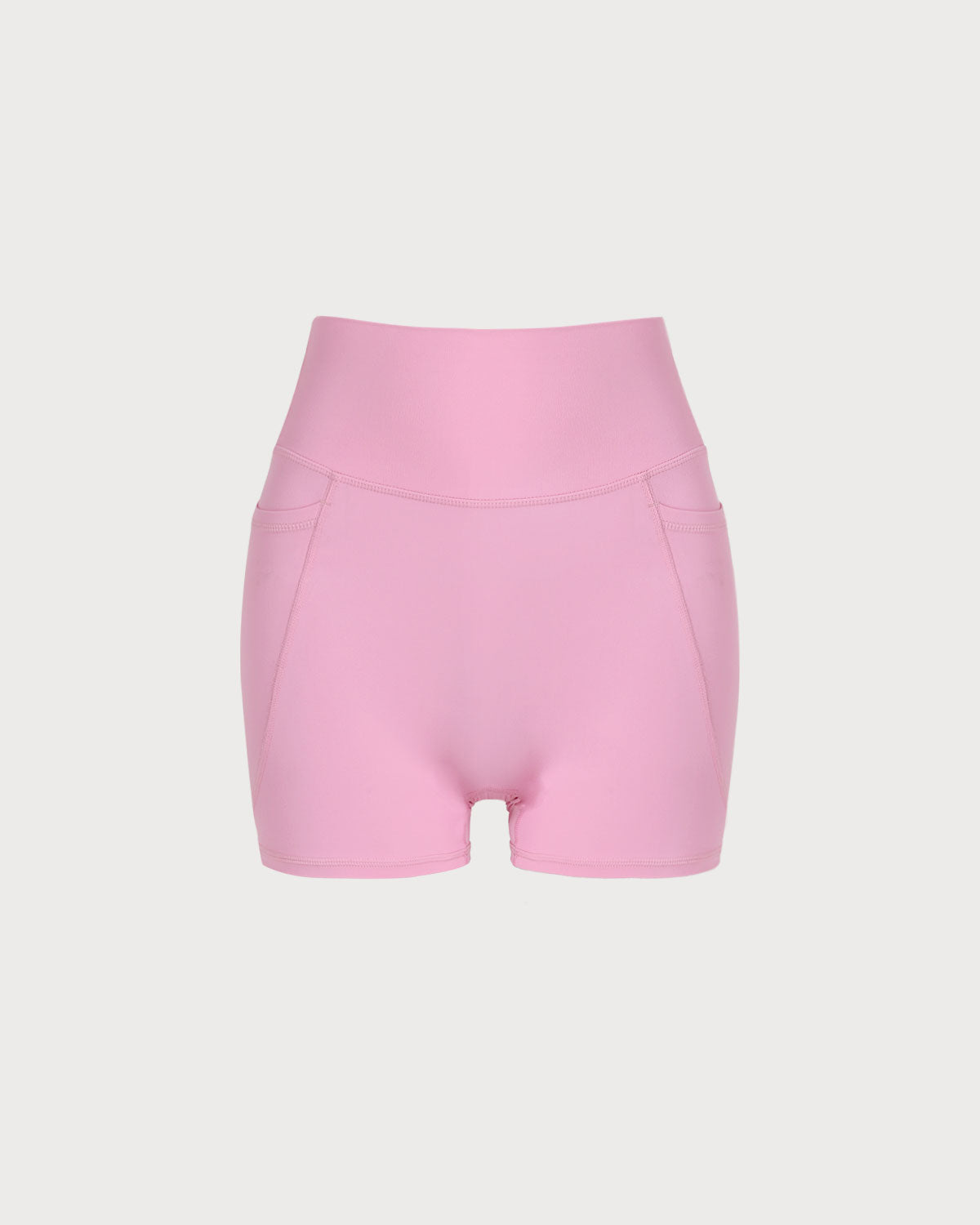 Pembe Cepli Yüksek Bel Yoga Şort