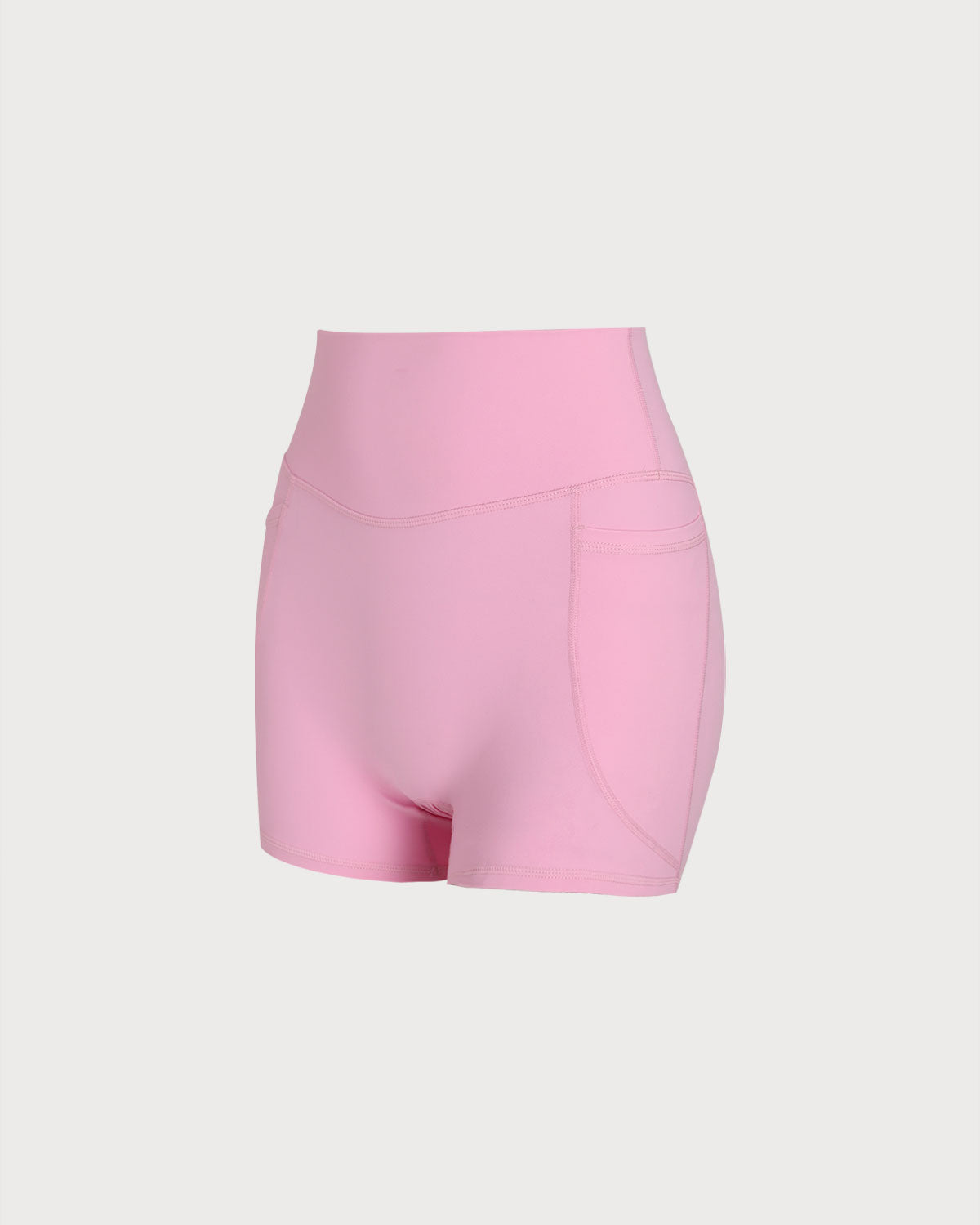 Pembe Cepli Yüksek Bel Yoga Şort