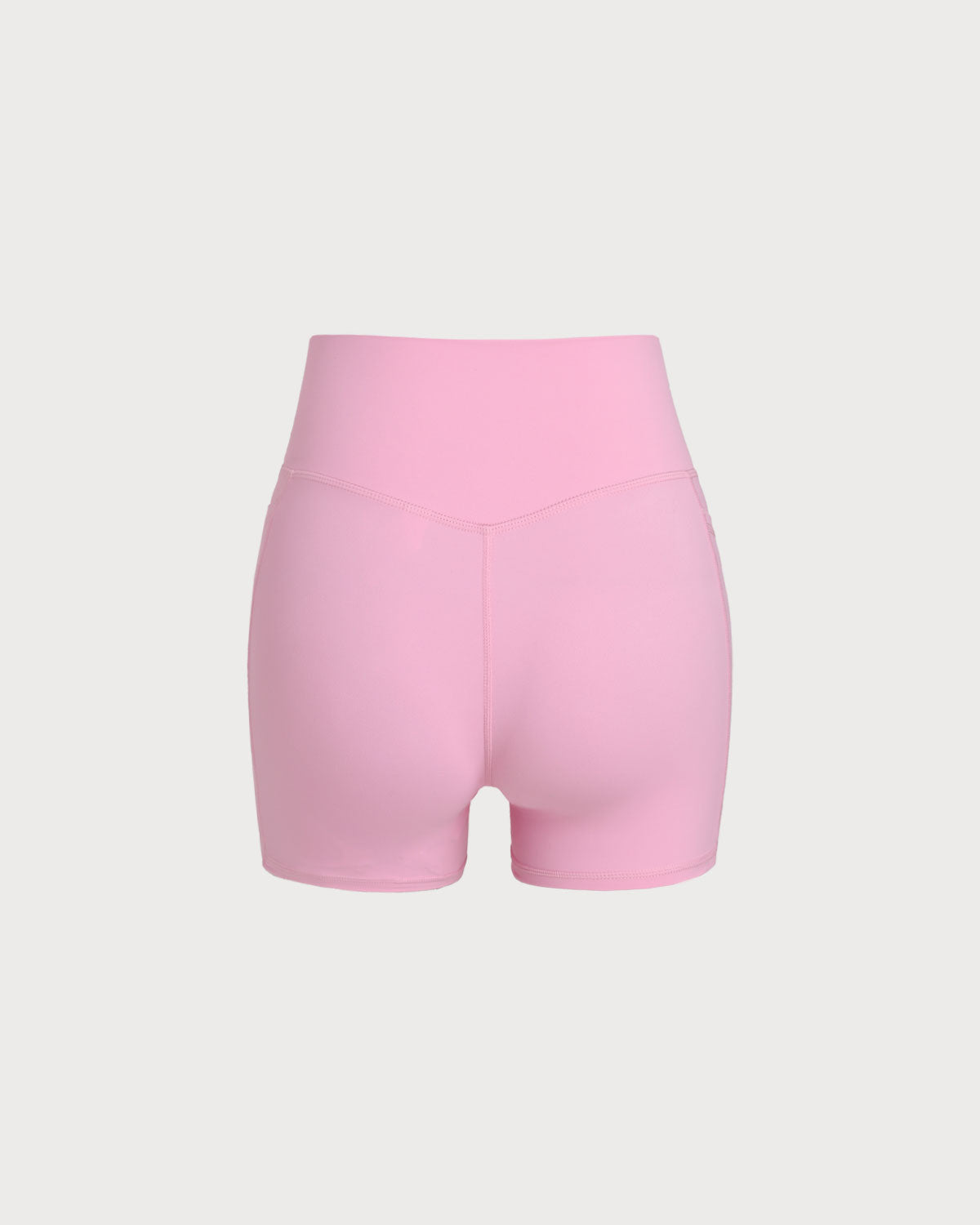 Pembe Cepli Yüksek Bel Yoga Şort
