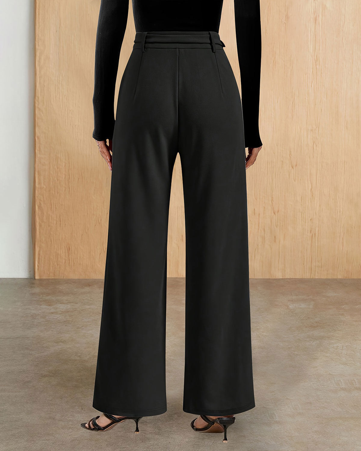 Siyah Düz Kemerli Günlük Pantolon