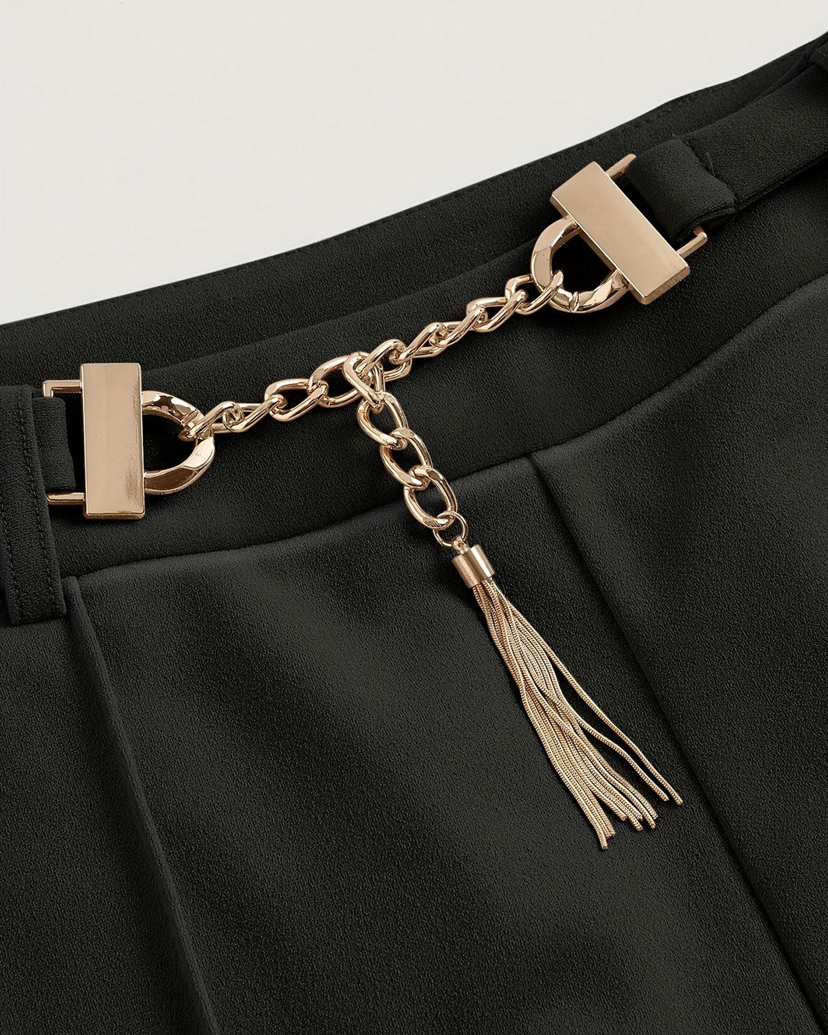 Siyah Düz Kemerli Günlük Pantolon