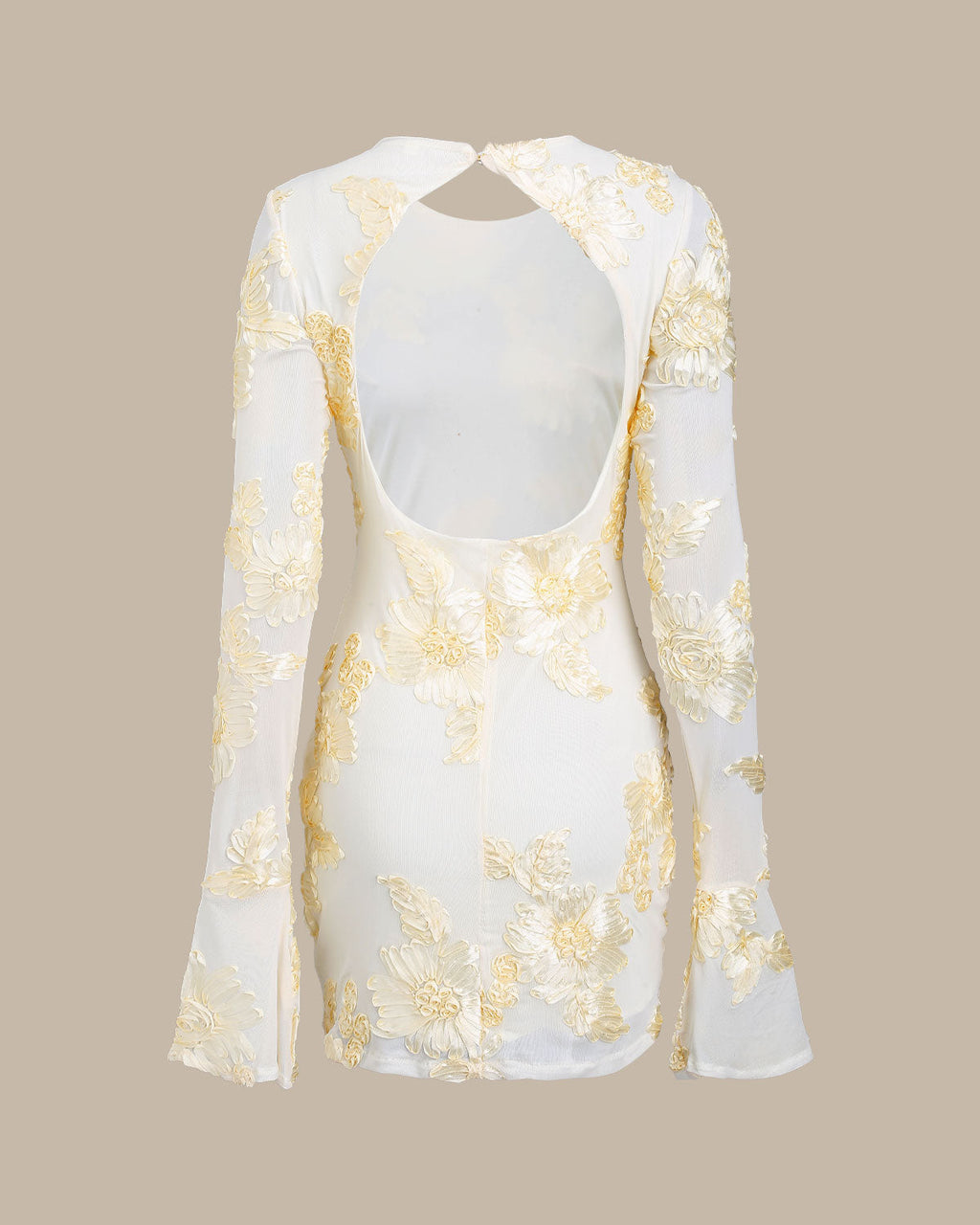 Beyaz Jakarlı Bodycon Mini Elbise