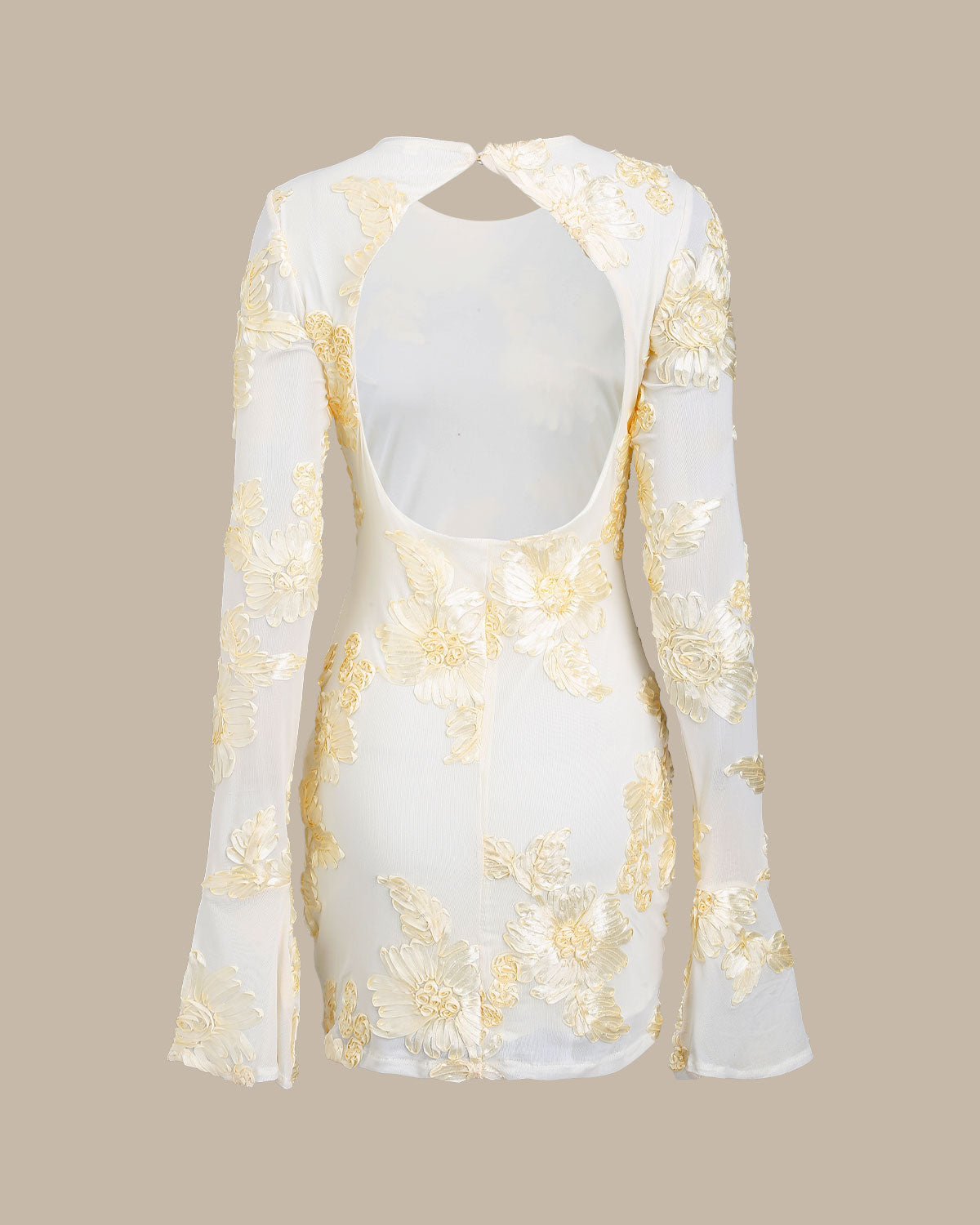 Beyaz Jakarlı Bodycon Mini Elbise