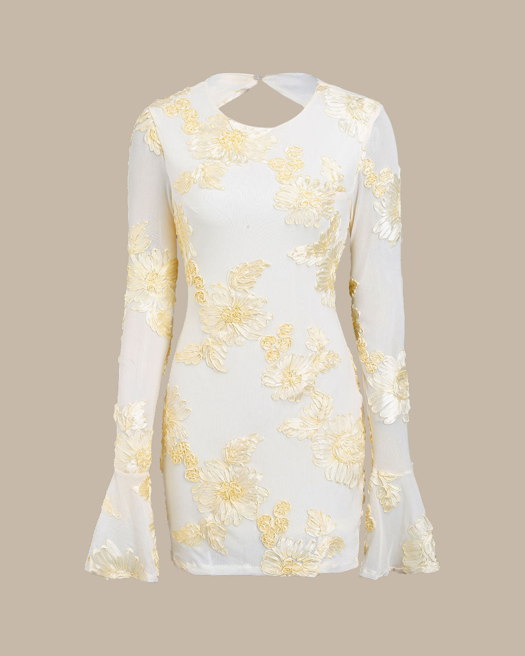 Beyaz Jakarlı Bodycon Mini Elbise