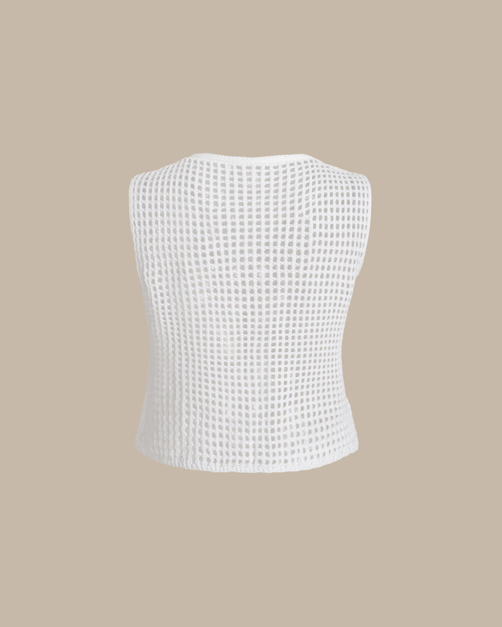 Beyaz V Yakalı Kesikli Tank Top