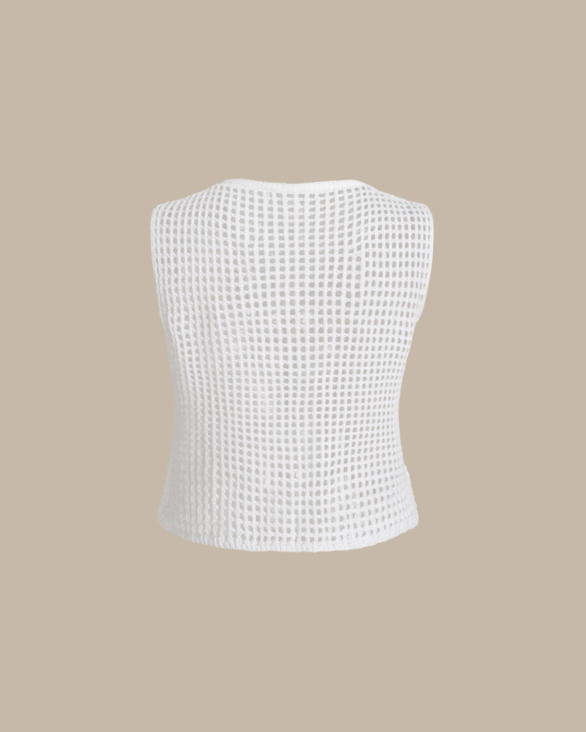 Beyaz V Yakalı Kesikli Tank Top