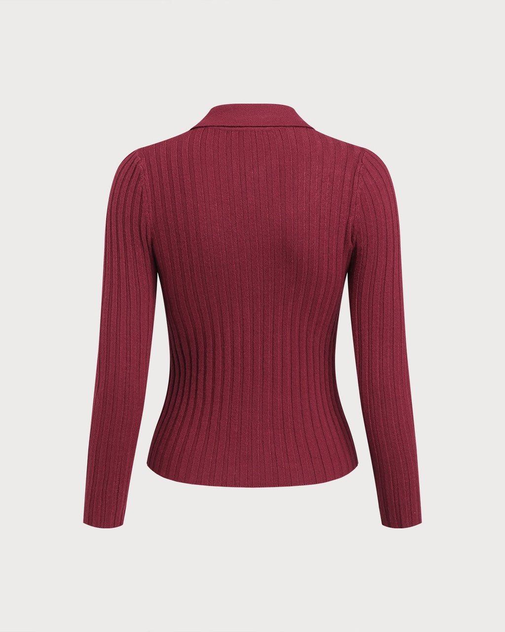 Kırmızı Yakalı Dar Örgü Kazak