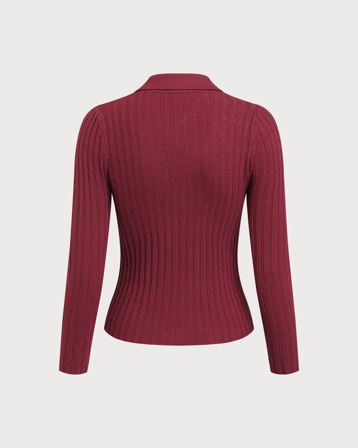 Kırmızı Yakalı Dar Örgü Kazak