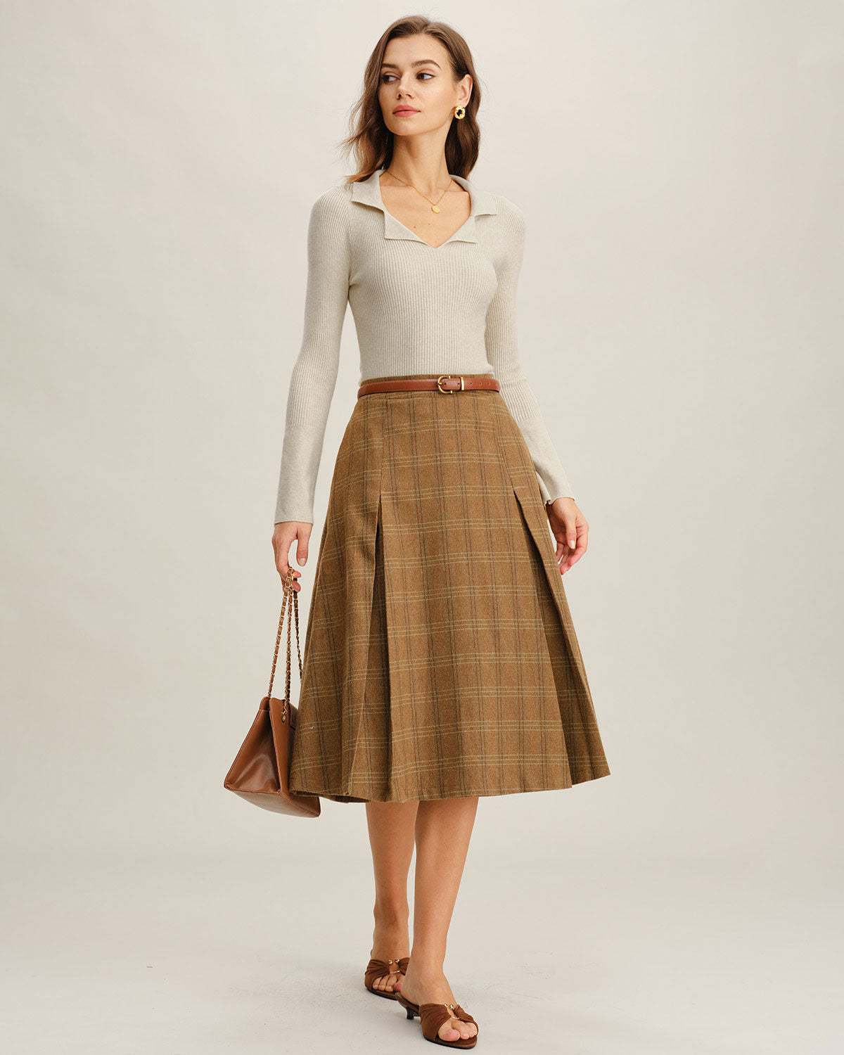 Kayısı Renkli Yakalı Örgü Tişört