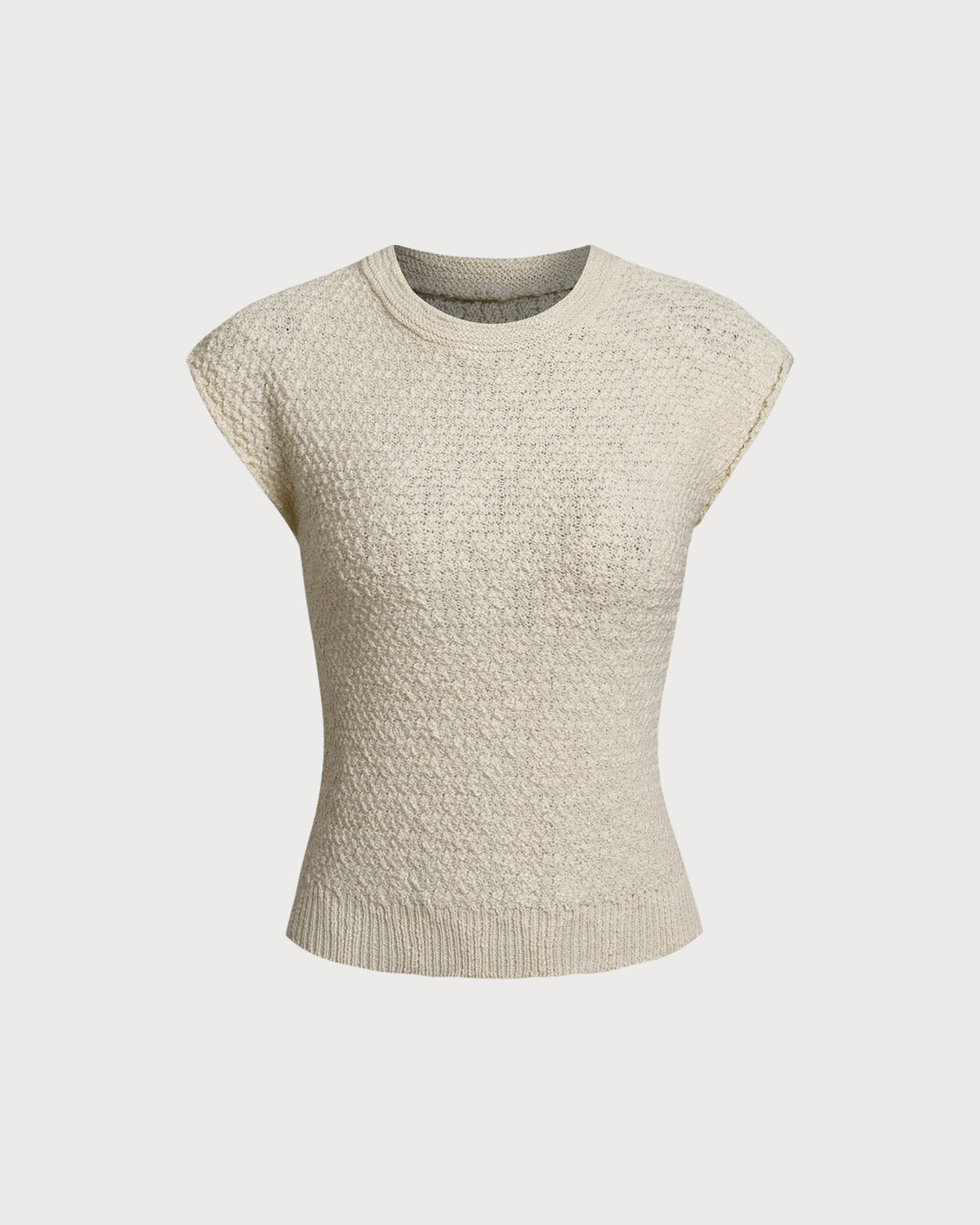 Kayısı Yuvarlak Yaka Dokulu Tank Top
