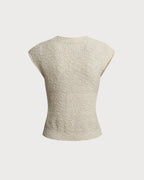 Kayısı Yuvarlak Yaka Dokulu Tank Top