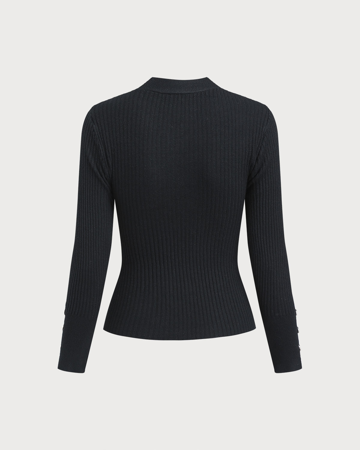 Siyah Düğmeli Örgü Tişört