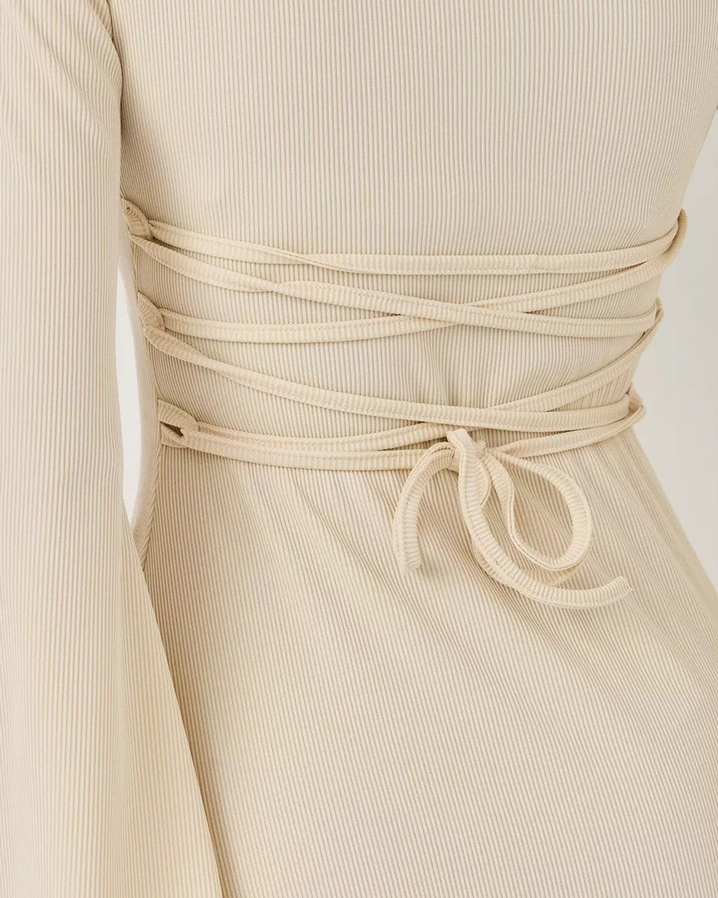 Kayısı Rengi Çan Kollu Bodycon Mini Elbise