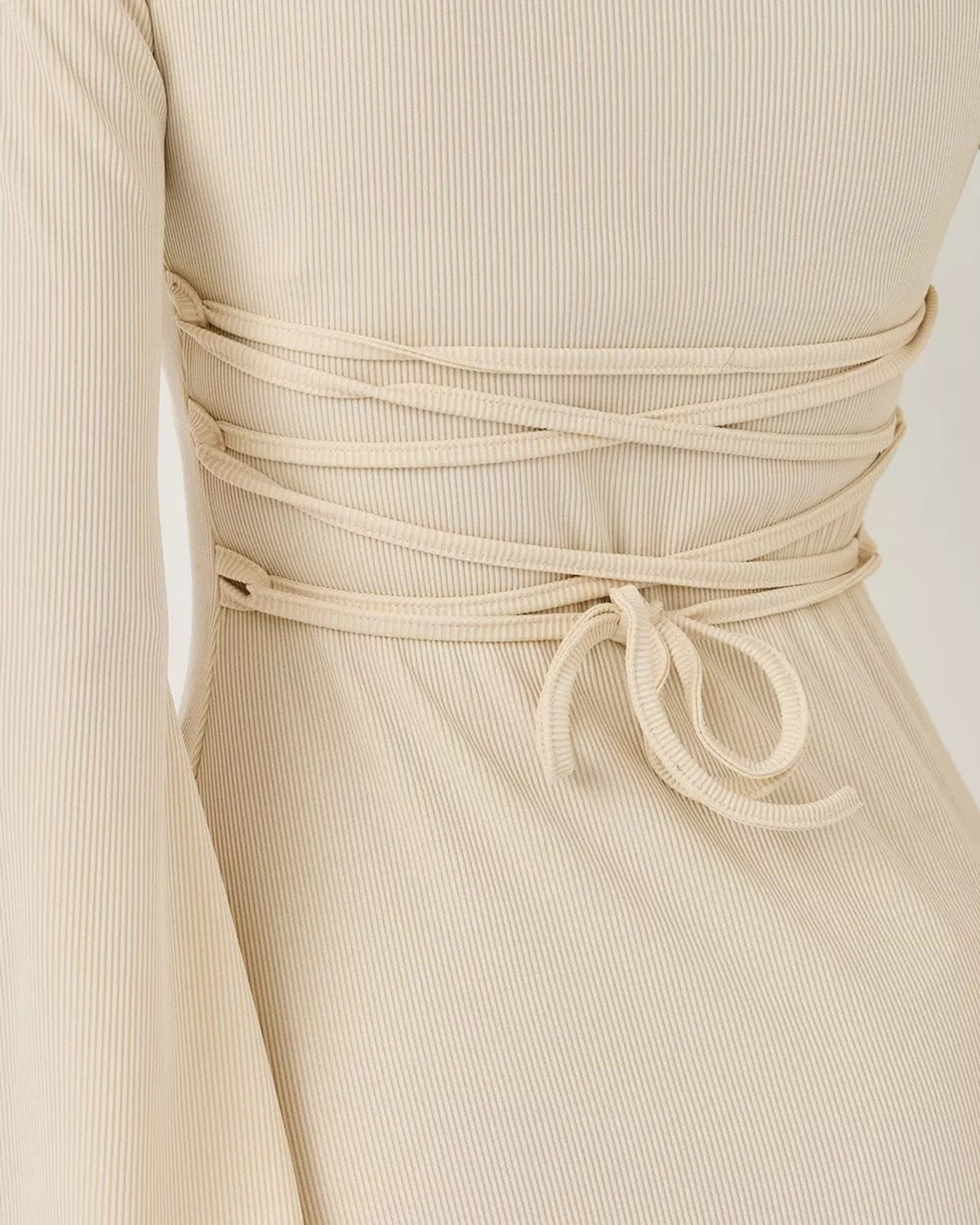 Kayısı Rengi Çan Kollu Bodycon Mini Elbise