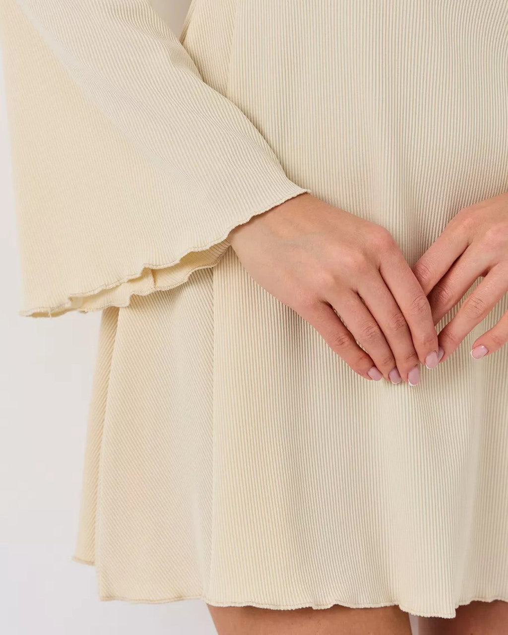 Kayısı Rengi Çan Kollu Bodycon Mini Elbise