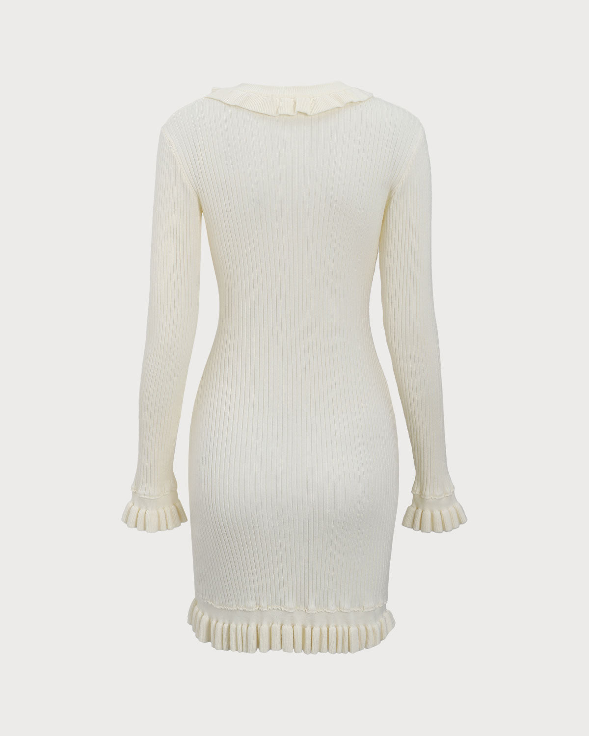 Beyaz Bodycon Kazak Mini Elbise