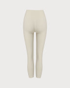 Bej Çabuk Kuruyan Yüksek Bel Yoga Taytı