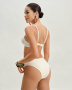 Bej Jakarlı Balenli Bikini Takımı