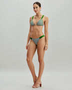 Yeşil Kareli Üçgen Bikini Takımı