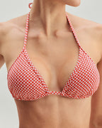 Kırmızı Kareli Üçgen Bikini Takımı