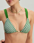 Yeşil Kareli Üçgen Bikini Takımı