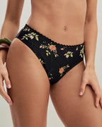 Siyah Çiçekli Balenli Bikini Takımı