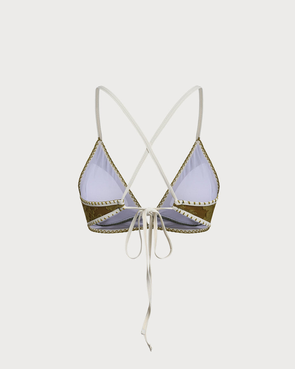 Yeşil Çiçekli Bağcıklı Üçgen Bikini Takımı