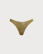 Yeşil Çiçekli Bağcıklı Üçgen Bikini Takımı