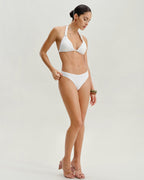 Beyaz Dokulu Halter Üçgen Bikini Takımı