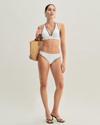 Beyaz Kontrast X Çapraz Üçgen Bikini Takımı