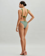 Yeşil Kareli Üçgen Bikini Takımı