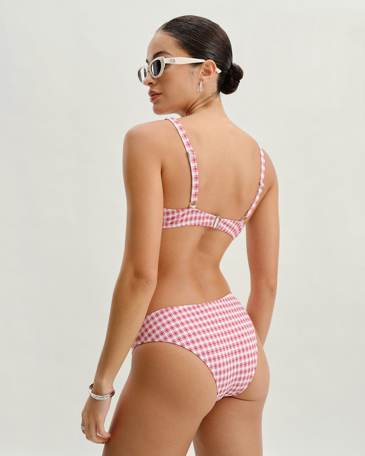 Kırmızı Kareli Balenli Bikini Takımı