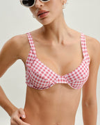 Kırmızı Kareli Balenli Bikini Takımı