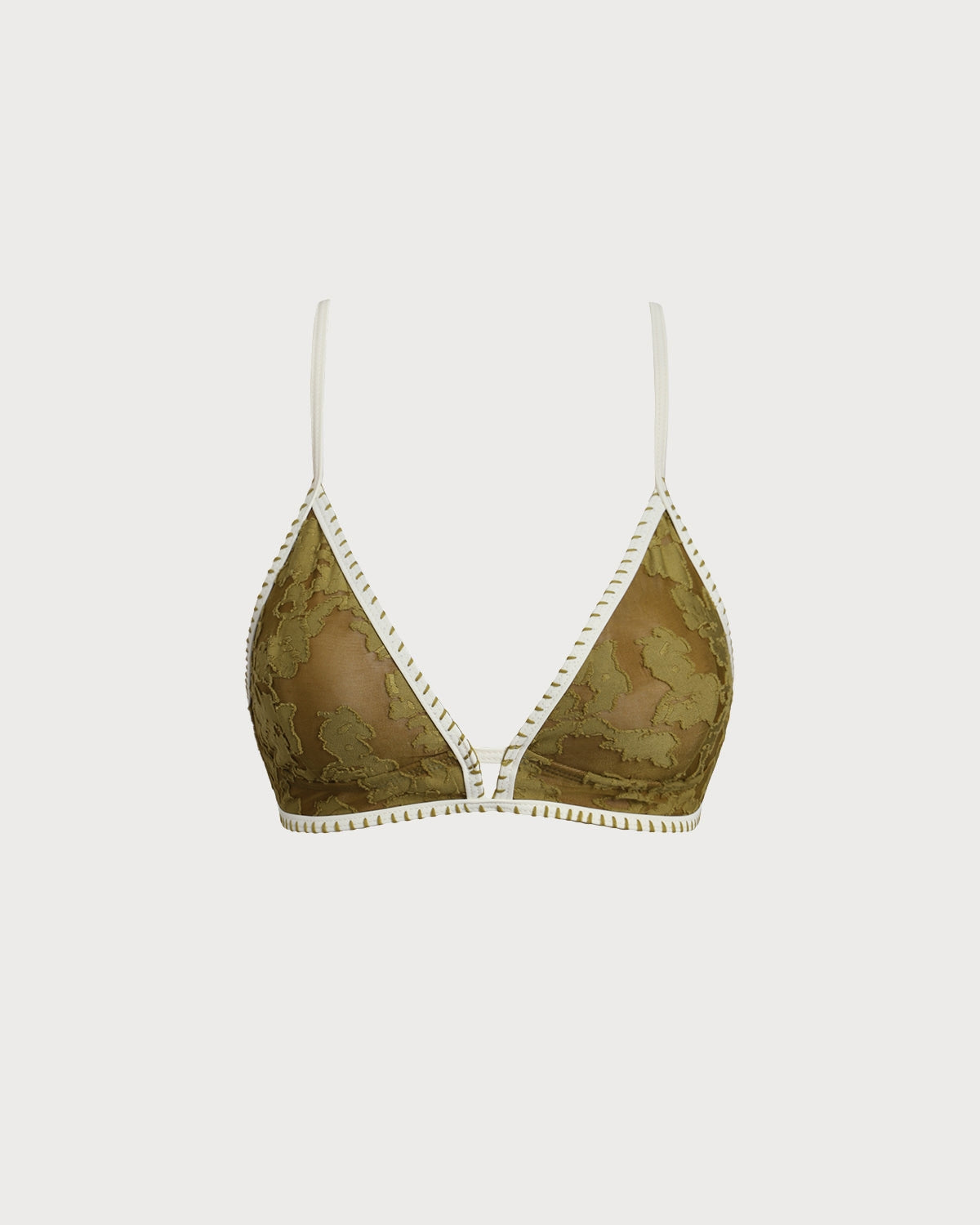 Yeşil Çiçekli Bağcıklı Üçgen Bikini Takımı