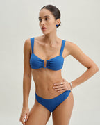 Mavi Dokulu Üçgen Bikini Takımı