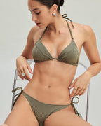 Yeşil Çizgili Üçgen Bikini Takımı