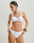 Beyaz Jakarlı Balenli Bikini Takımı