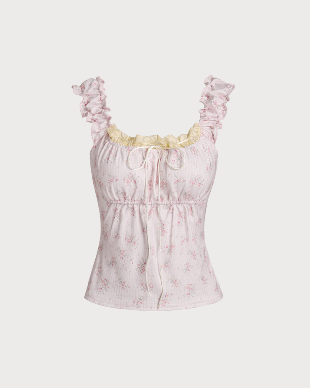 Pembe Çiçekli Dantelli Camiş